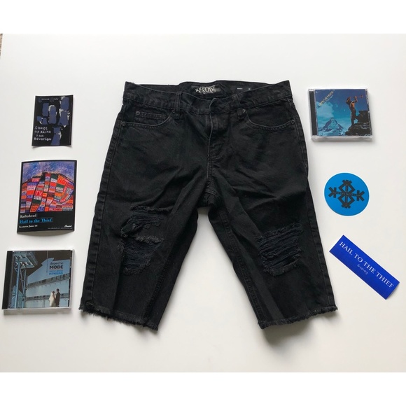 Hot Topic Other - Hot Topic/RUDE Men's Black Distressed Jean Shorts